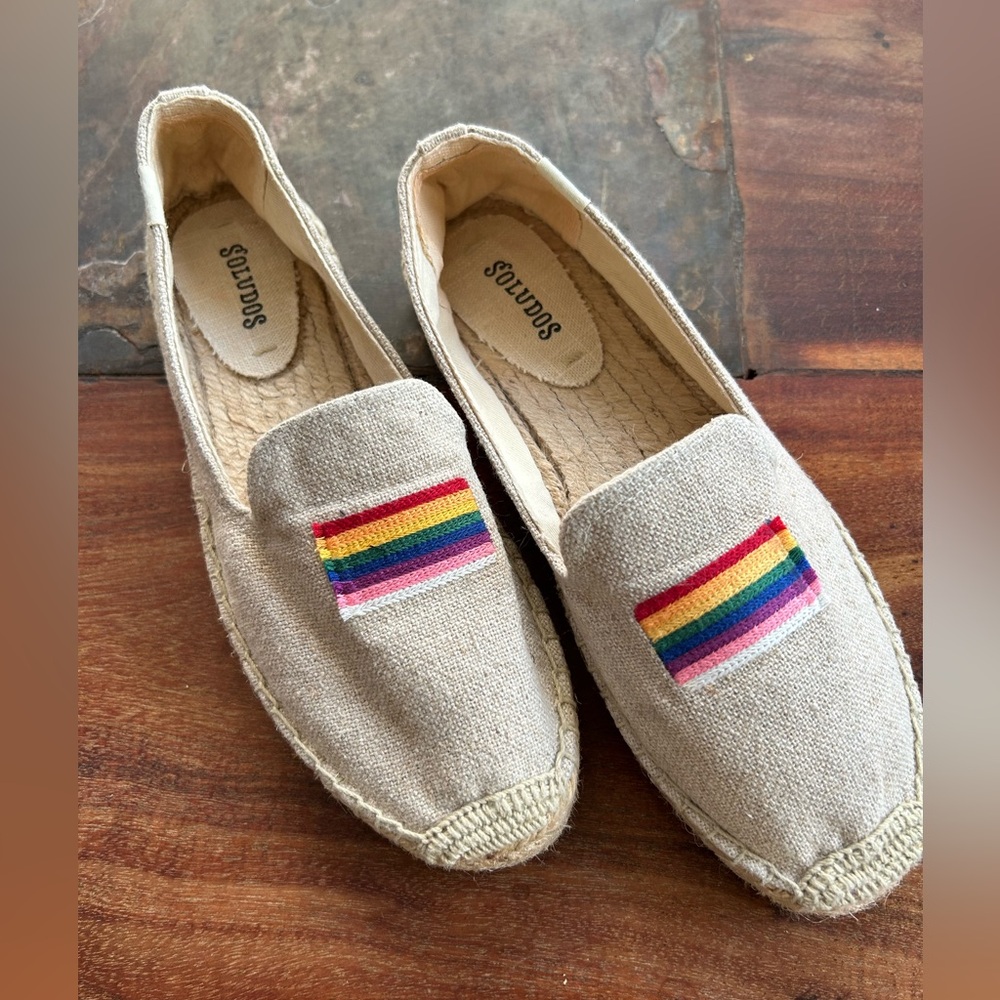 Soludos Pride Smoking Slip On Espadrilles In Sand Size: 9